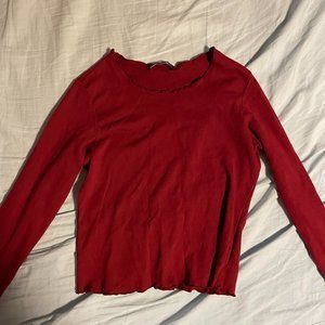 Brandy Melville Red Long Sleeve Shirt
